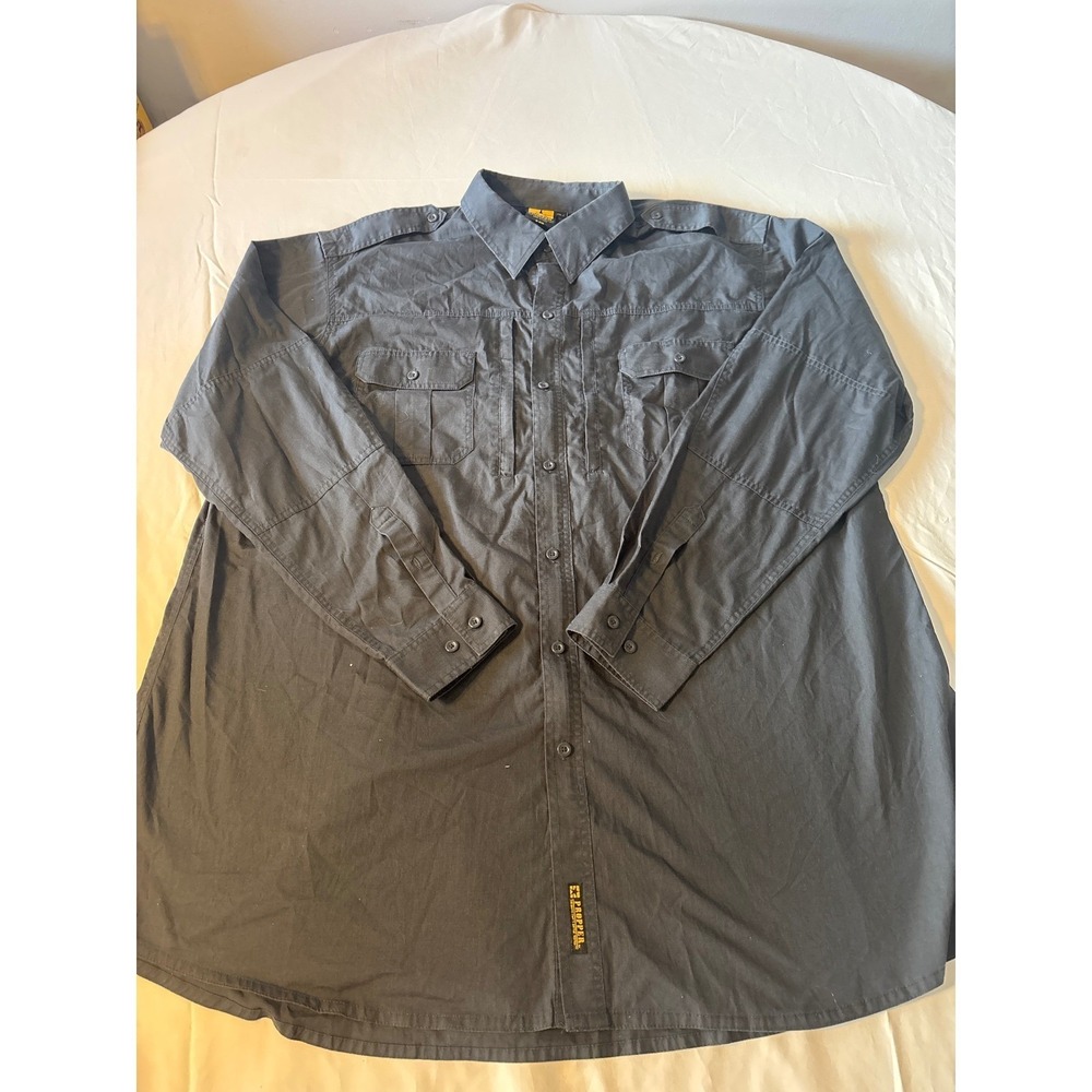 Propper Tactical Shirt Mens 2XL Black  Ripstop Long Sleeve Utility Epaulet